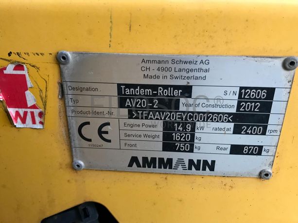 Cilindro Ammann AV20-2 · Ano 2012