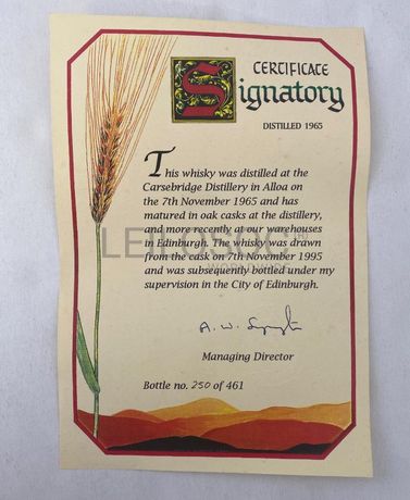 Whisky 'Signatory' - Vintage 1965 - 30 Anos