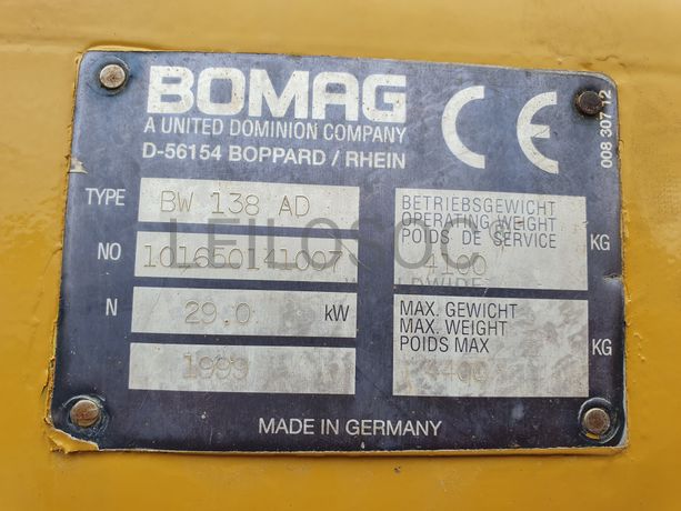 Cilindro Bomag BW 138 AD · Ano 1999