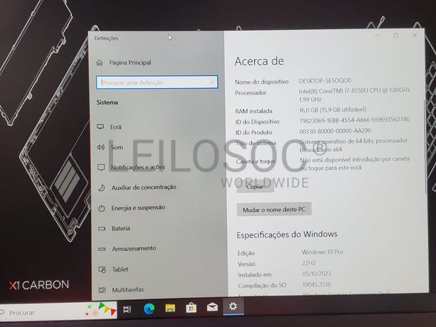 Portátil Lenovo ThinkPad X1 Carbon Sexta Geração
