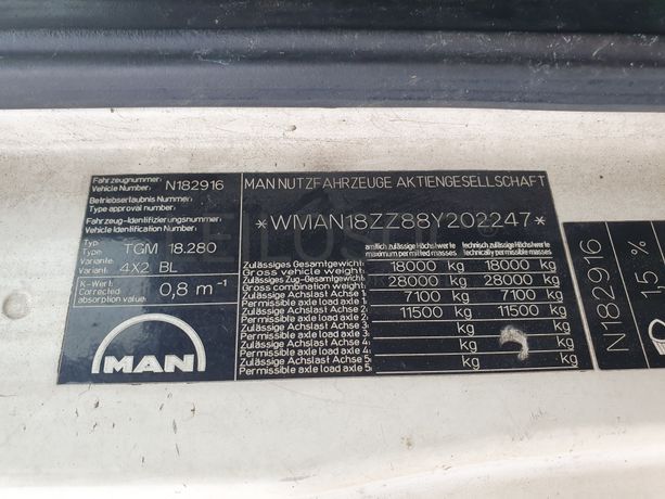 MAN TGM 18.280 19 Ton. · Ano 2007