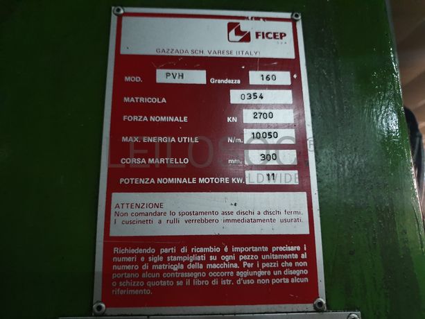 Prensa Ficep PVH · Forno Maestri