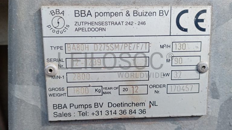 Bomba de água - BBA/BA80H D275SM/PE/F/TF