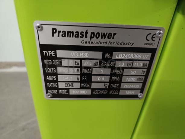 Gerador Pramast 37 KVA · Ano 2024