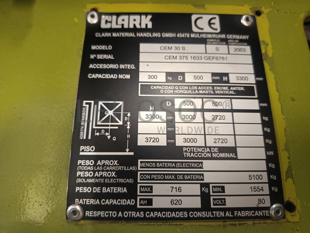Empilhador Clark · Elétrico · Ano 2003