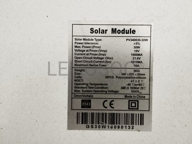 Painéis Solar 30WP, 18WP e 20WP