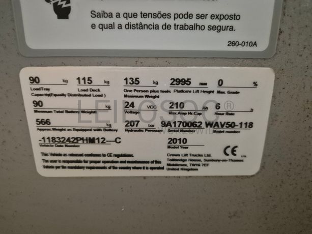 Plataforma Elevatória Crown · Ano 2010