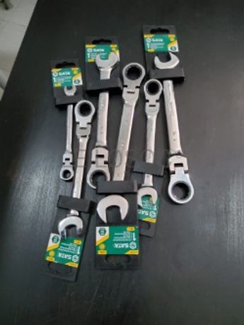 CONJUNTO DE 6 CHAVES BOCA/LUNETA C/ ROQUETE DE CABEÇA FLEXÍVEL