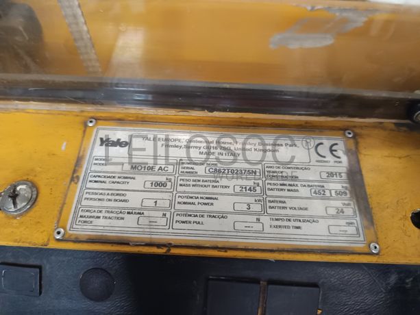 Stacker Yale MO10E AC Preparador de Encomendas · Elétrico · Ano 2015